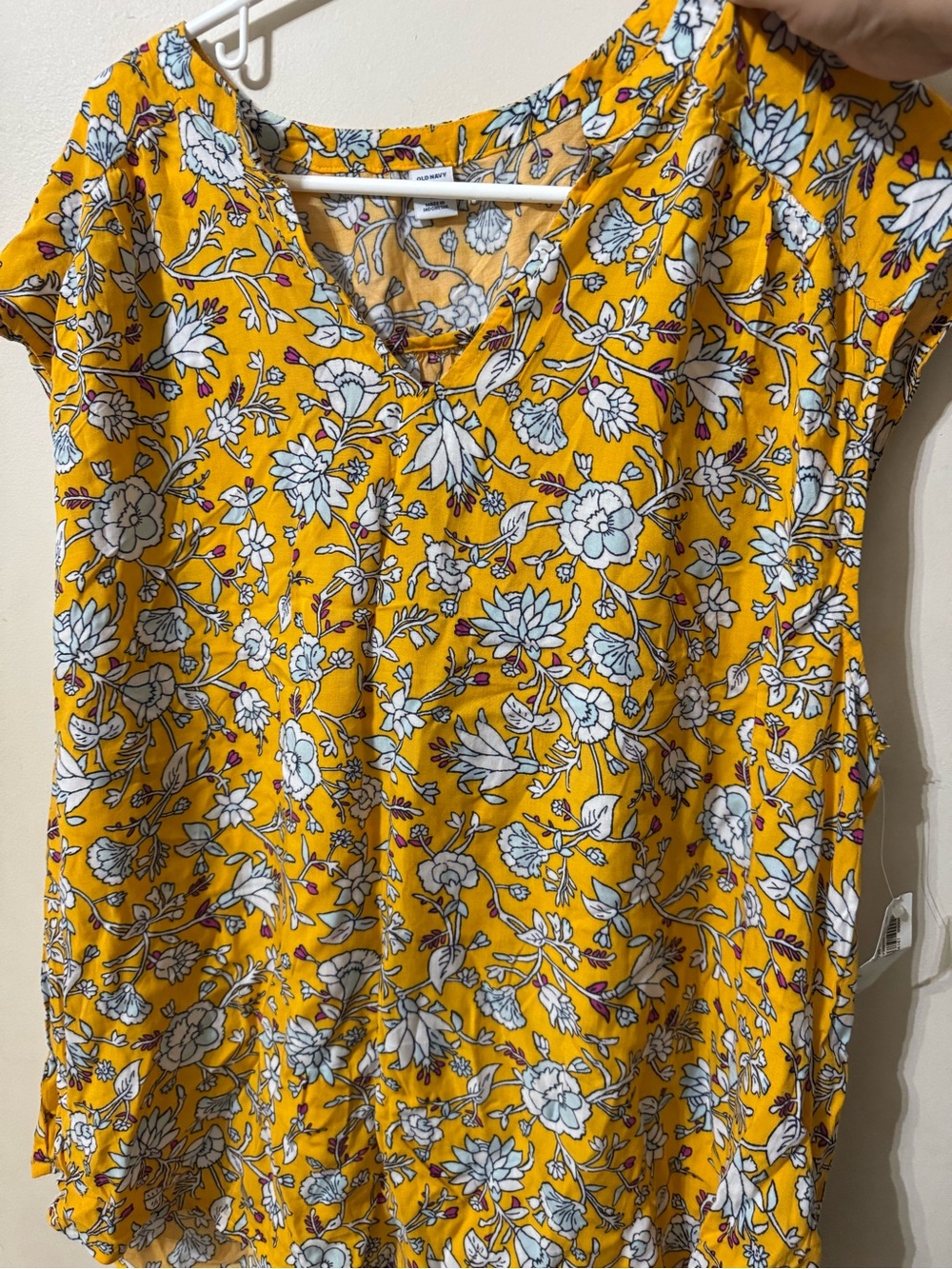 Old Navy Yellow Floral V-Neck Tunic Top